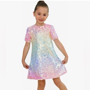 2Bunnies- Girls Ombré Pastel Gradient Shimmer Sequin Dress - Worn Once- Size:7/8